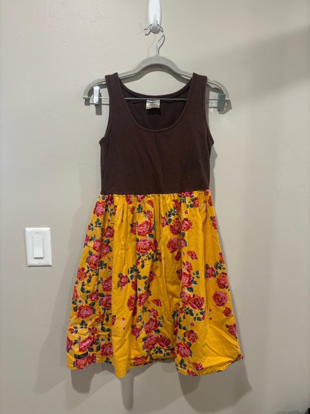 Matilda Jane Brown Tank with Attached Yellow Floral Skirt